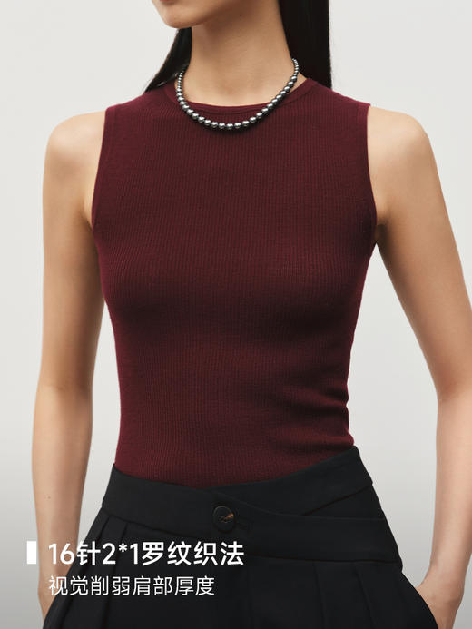 超细美丽诺羊毛圆领毛织背心 FJ5018243 商品图3