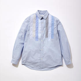 KUON Hobo Shirt-Stripe- 多种面料拼接条纹长袖衬衫