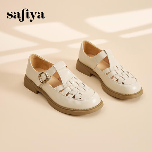 Safiya/索菲娅 2024夏新款休闲镂空复古包头编织罗马凉鞋 SF42115070 商品图2