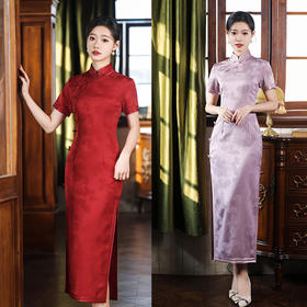 GX-22301老上海复古国风针织提花长款旗袍