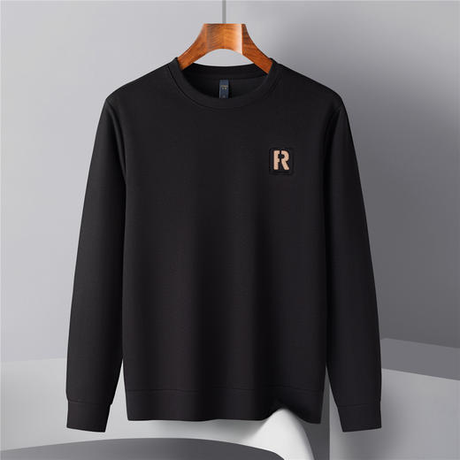 【桑蚕丝混纺】罗蒙春秋男装棉花糖工艺胸标卫衣男舒适休闲百搭男长袖T恤 商品图7