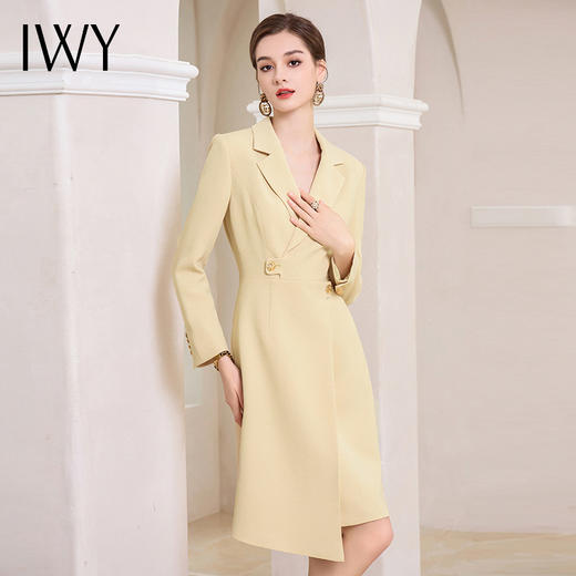 IWY/黄色职业西装裙女春秋正装连衣裙演讲面试通勤ol常规Q1005 商品图3