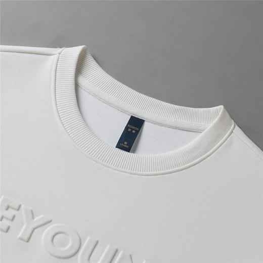 【桑蚕丝混纺】罗蒙春秋男装凹凸工艺圆领纯色卫衣男舒适休闲百搭卫衣长袖上衣男T恤 商品图5