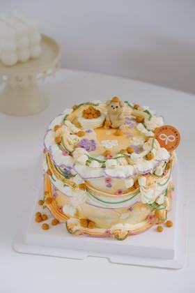 秋天橙色-复古裱花蛋糕