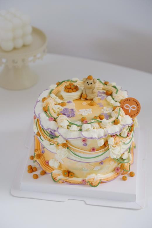 秋天橙色-复古裱花蛋糕 商品图0