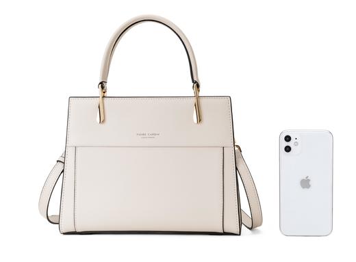 皮尔卡丹白色优雅高级感牛皮女包手提斜挎包 商品图7