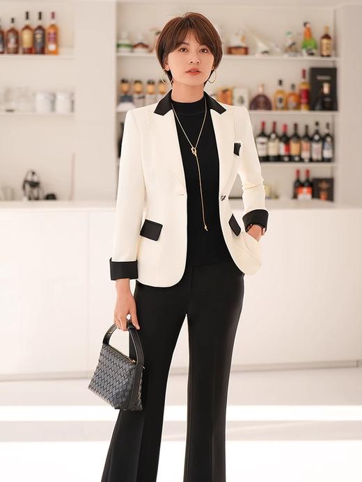 高级感黑白拼接西装套装气质撞色一粒扣西服 商品图4