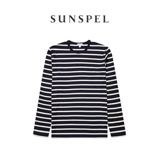 SUNSPEL男士经典款Supima匹马棉条纹长袖经典T恤 商品图0