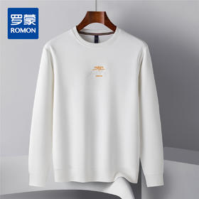 14LP37270【桑蚕丝混纺】罗蒙春秋胸花绣花卫衣男士舒适休闲百搭卫衣男圆领长袖T恤上衣男