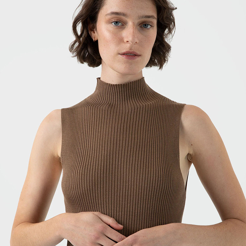 SUNSPEL女士桑蚕丝真丝立领无袖针织背心