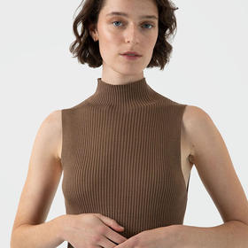 SUNSPEL女士桑蚕丝真丝立领无袖针织背心