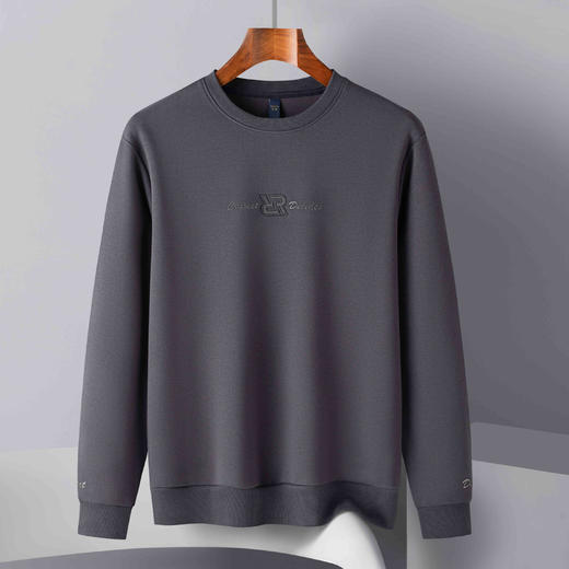 【桑蚕丝混纺】罗蒙春秋男装卫衣激光雕花卫衣男士休闲百搭卫衣圆领长袖T恤上衣男 商品图5