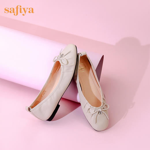 Safiya/索菲娅 2024春新款休闲蝴蝶结羊皮平软底浅口单鞋 SF41111083 商品图6