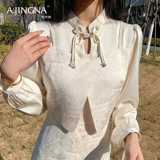 【温婉国风】阿菁娜温婉大气国风千金连衣裙F29C212009 商品图3