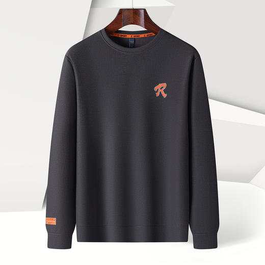 【灯芯条 多色】罗蒙春秋男装绣花胸标卫衣男士时尚休闲百搭卫衣圆领长袖T恤上衣男 商品图2