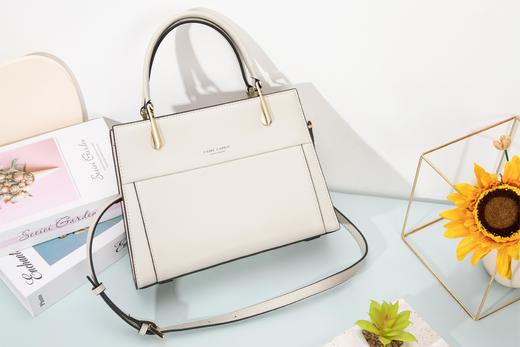 皮尔卡丹白色优雅高级感牛皮女包手提斜挎包 商品图1