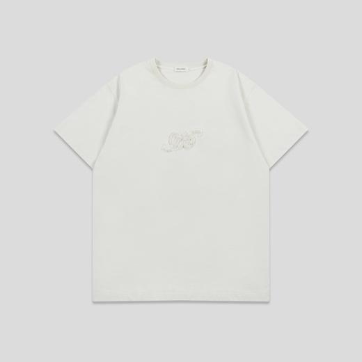 GOODBAI 916 logo仿珍珠绣花水洗圆领短袖T恤 商品图2