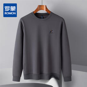 14LP3723914LP37239【桑蚕丝混纺】罗蒙春秋绣花胸标卫衣男舒适休闲百搭卫衣男长袖圆领T恤
