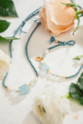 海蓝宝藏式编制风项链 手链