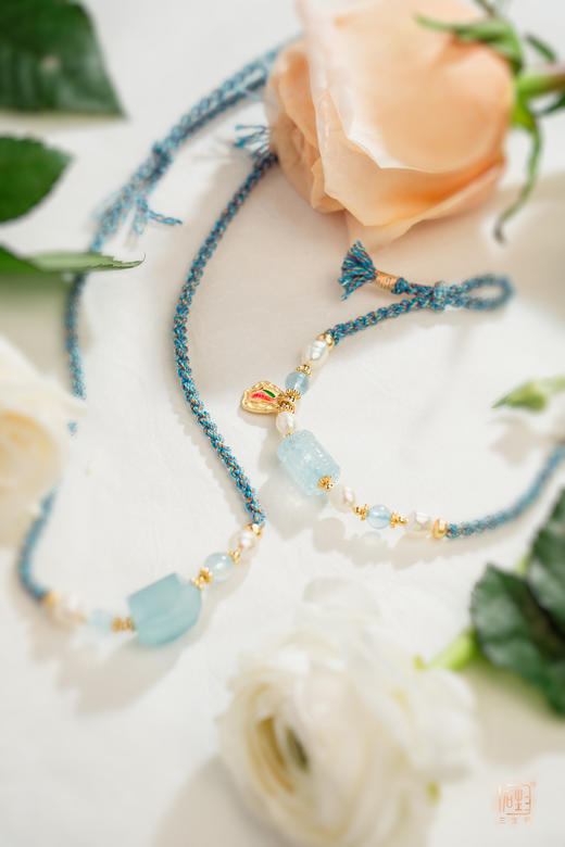 海蓝宝藏式编制风项链 手链 商品图0