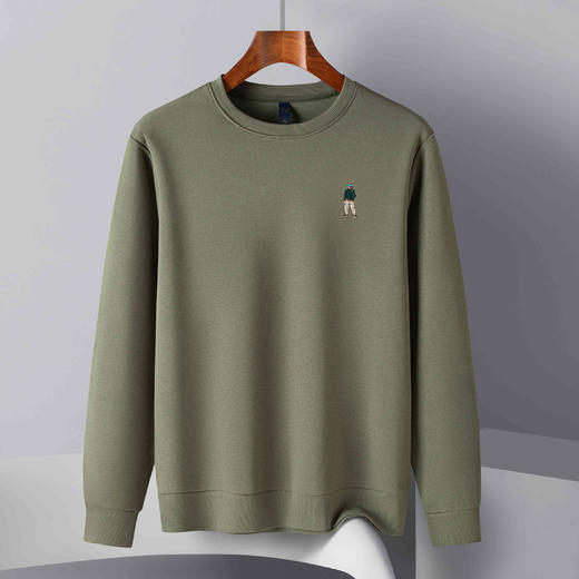 14LP37350【桑蚕丝混纺】罗蒙春秋男装胸花绣花卫衣男士舒适百搭休闲卫衣圆领长袖T恤上衣男 商品图4