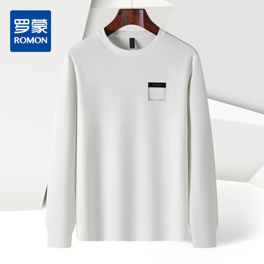14LP3755214LP37552【竖坑条纹 多色任选】罗蒙春秋男士绣花胸标卫衣男时尚休闲百搭卫衣圆领长袖T恤上衣男 商品图3