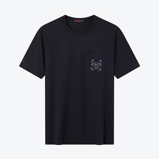 【非遗苗绣蝴蝶妈妈系列】柒牌男士短袖T恤夏季新款口袋绣花体恤	126T72750 商品图4