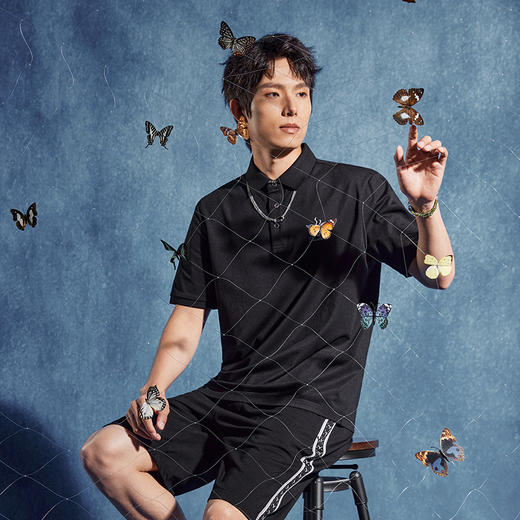 【特价】【非遗苗绣蝴蝶妈妈系列】柒牌polo衫短袖男夏季凉感透气翻领上衣	126T72600 商品图3