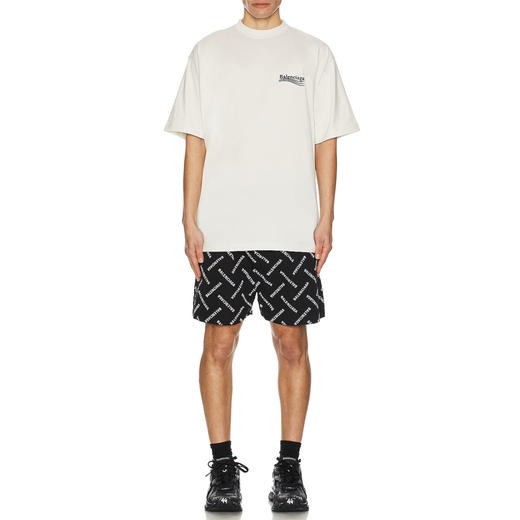 BALENCIAGA 巴黎世家 男士字母徽标印花休闲短裤 黑色 719975 TPLA4 1070 商品图3