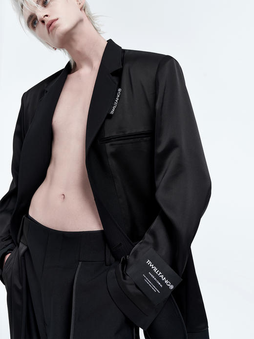 TIWILLTANG启世录 “obsidian”satin“曜岩” 缎面拼接西装 商品图2