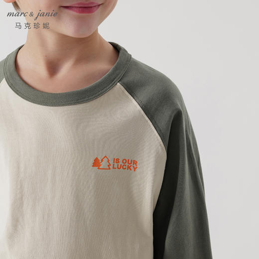 【户外风】马克珍妮秋装新款 男童全棉拼色长袖T恤儿童上衣231256 商品图4