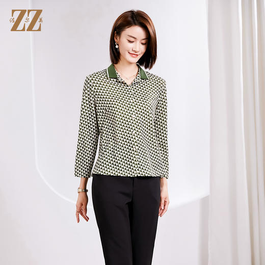 佐尔美春季新品 时尚气质西装领假单排扣长袖衬衣女E33CC10 商品图1