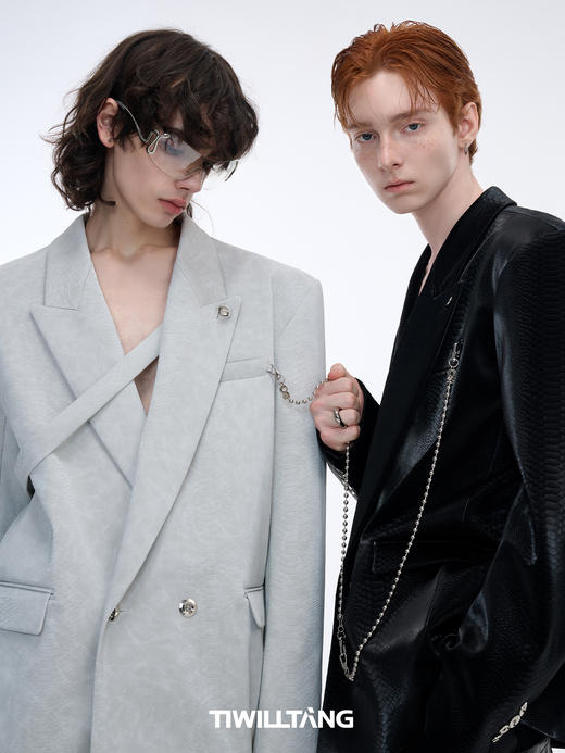 TIWILLTANG启世录“谜幻衍感”2.0光感3D定制蛇纹皮钢链甄品西装 商品图3