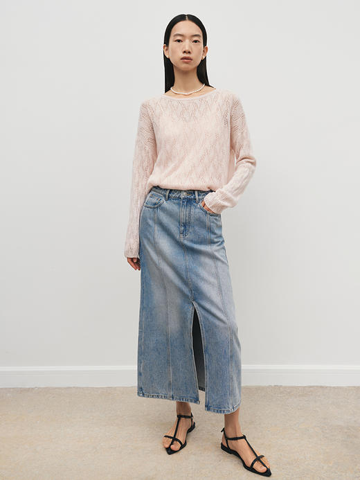 美式复古前开叉直筒牛仔半裙FB4955243 商品图9