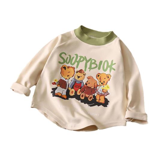 【萌趣卡通，增添童趣】2024春季新款小熊T恤男童洋气，不规则长袖T恤女童上衣舒服打底外穿，多彩多色 靓丽穿搭！ 商品图4