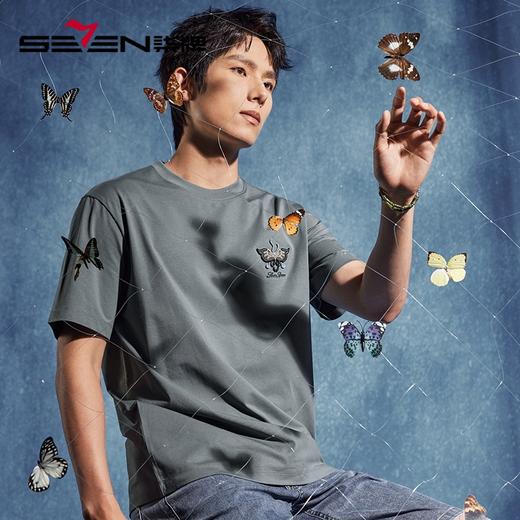 【非遗苗绣蝴蝶妈妈系列】柒牌短袖T恤男夏季新款时尚潮流体恤衫	126T72320 商品图1