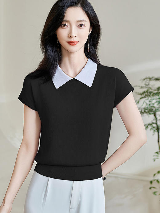 【优雅针织衫】2026春夏季新款时尚知性气质翻领显瘦上衣0879/8024/2106 商品图2