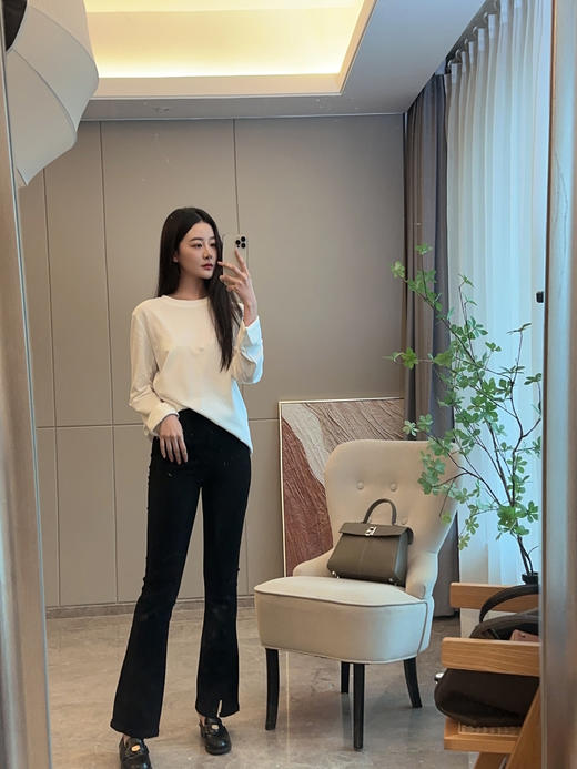 两粒扣高弹微喇超模裤 商品图4