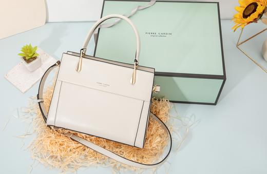 皮尔卡丹白色优雅高级感牛皮女包手提斜挎包 商品图2