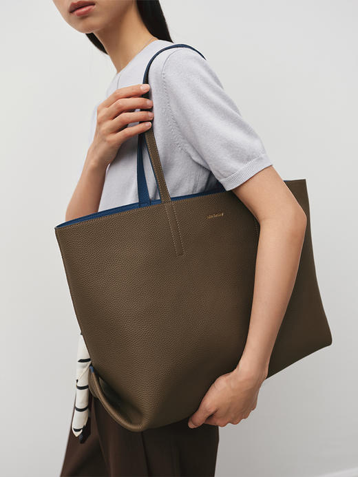 一包两用头层摔纹牛皮耐用双色托特包AB6465243 商品图3