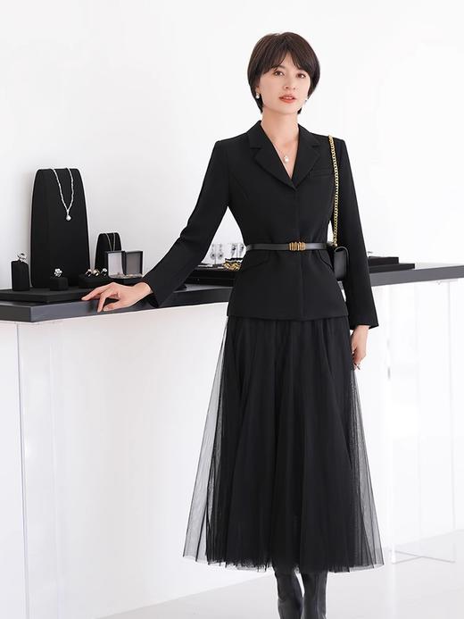 优雅黑色西装套装高级感纱裙气质正装通勤 商品图0