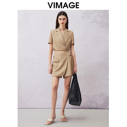 VIMAGE纬漫纪夏季新款时尚显瘦小众设计纯色短外套V2103723 商品图1