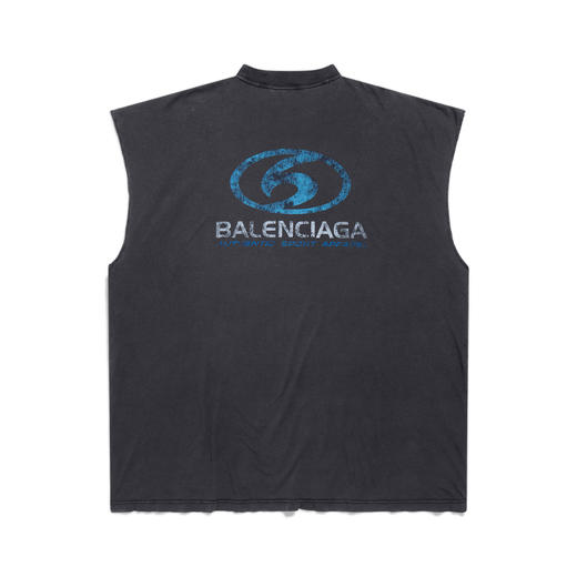 BALENCIAGA 巴黎世家 男士平纹针织大廓形冲浪者无袖T恤 黑色 767844 TPVM3 1412 商品图1