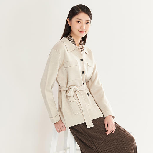 IN AND ON 精纺羊毛针织系带开衫 21411 商品图4