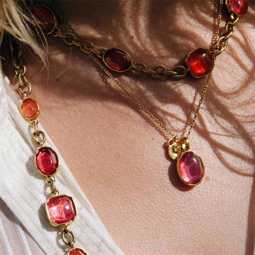 北京仓｜Goossens Paris-Cabochons-新春Look-红色 链条 项链（多种戴法）［法国设计师］ 商品图1