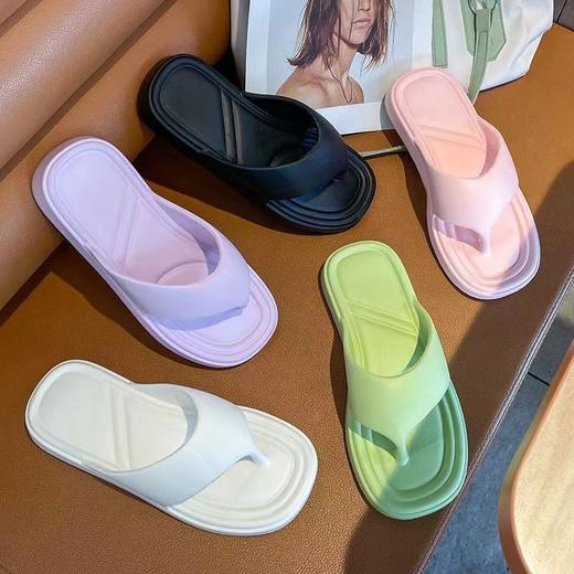 夏季新款【居家室内外穿 防滑人字拖鞋女】简约糖果色 软底沙滩鞋 商品图0