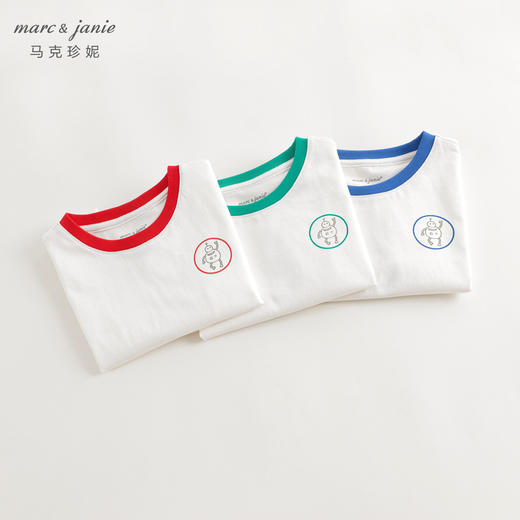 【凉感透气】马克珍妮男童撞色短袖T恤儿童上衣夏装新款240398 商品图1