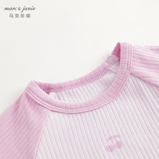 马克珍妮女宝宝弹力撞色插肩短袖连体衣婴儿爬服夏装新款240757 商品图3