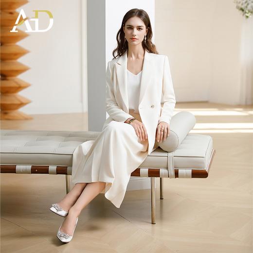 AD韩范西装套装女神范职业装2024早春新款白色西装外套中长百褶裙 商品图3