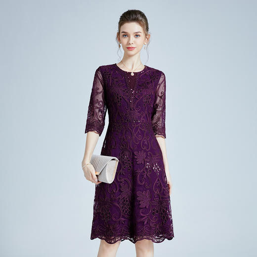 上海旗袍厂DNO连衣裙2024高端宴会旗袍连衣群4BA9019-1 商品图1